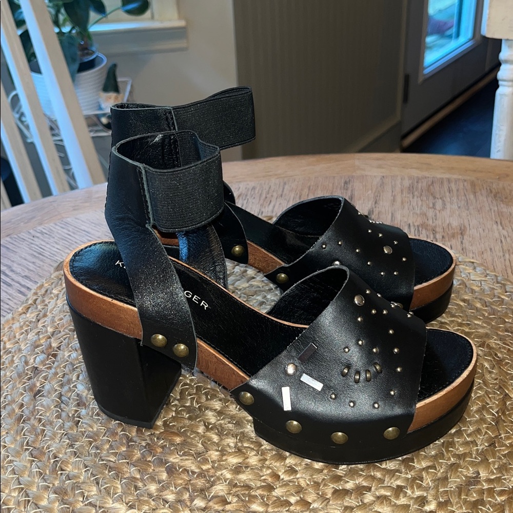 Kelsi Dagger Brooklyn Friday Black Leather Platform sandal size 6 - Picture 7 of 9